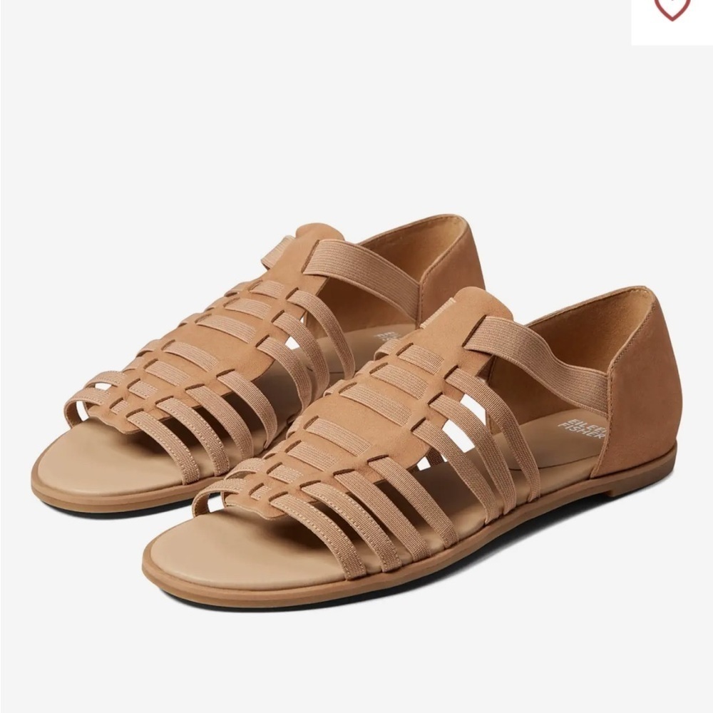 Eileen Fisher Rato sandals honey tan  Shoes Tumbled Nubuck leather straps 11